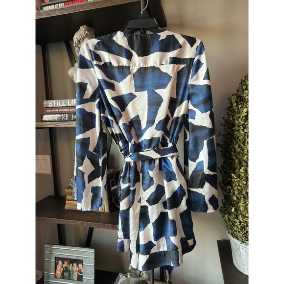 Milly Cabana Ocean Puzzle Satin Romper Navy Womens Size Medium - Picture 5 of 12